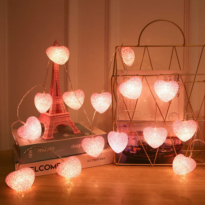 10/20/30M  3D Love Heart Shape LED Fairy String Light Romantic Lantern Wedding Event Party Christmas Garden Garland Decor Lamp