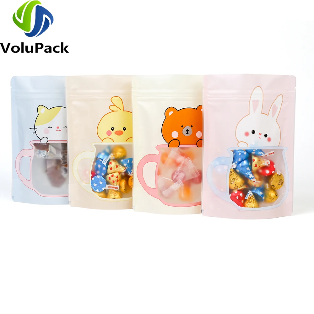 Plastic Mylar Packaging Bags with Printing, Stand Up Clear Window, Ziplock Pouches, Eco-friendly, Child Christmas Gift