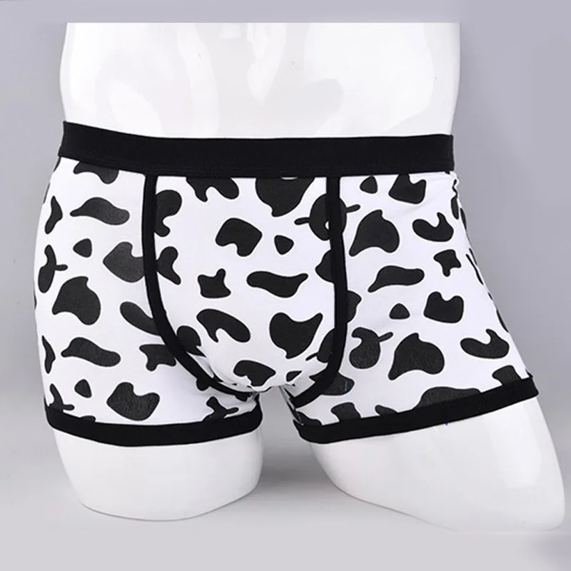 Cotton Couples Lovers Sexy Underwear Mens Boxer Women Panties Breathable Printing Shorts Cow pattern Underpants Clothing