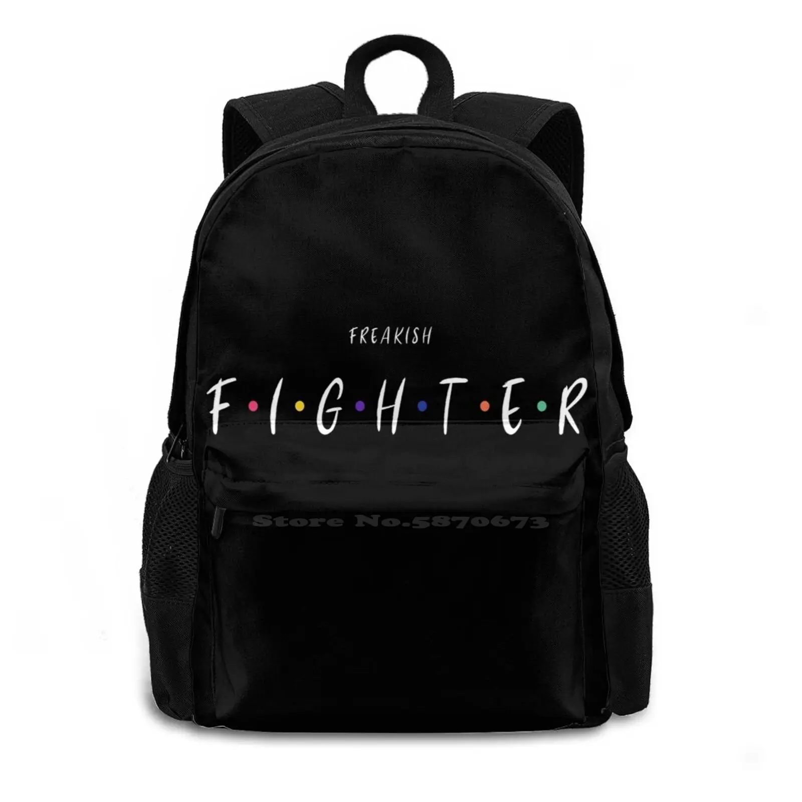 Wht Txt Fighter Friends Women Men Teens Laptop Travel School Bags Friends Boxing Muay Thai Clrdmoney Fighter Fight