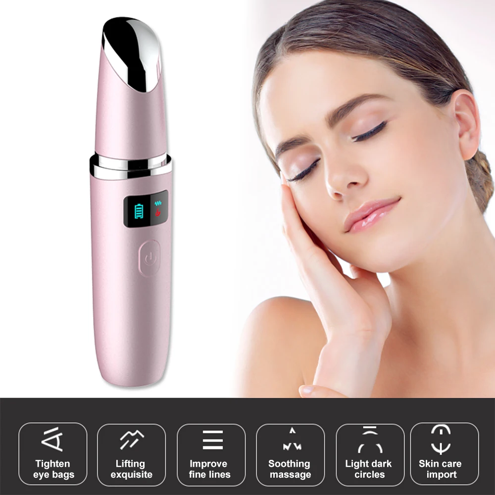Masajeador de ojos eléctrico, herramienta de vibración antiarrugas para el cuidado de la cara, eliminación de ojeras, pluma de belleza para el cuidado de la cara, dispositivos de masaje