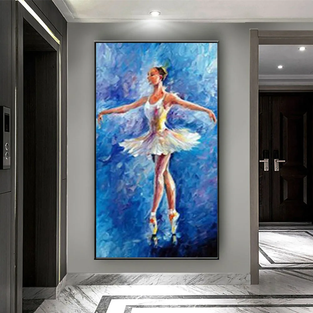 

100% Hand-Painted Oil Paintings Abstract Ballet Poster Dancing Girl Wall Art Cuadros Pictures On Canvas Figure Home Room Decor