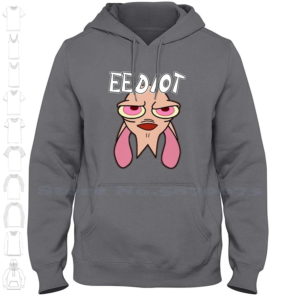 Eediot ( 2Nd Version ) 100% Cotton Hoodie T-Shirt Ren And Stimpy 90S Comic Cool Crazy Funny Furry Geek Humour Insult Mad Nerd