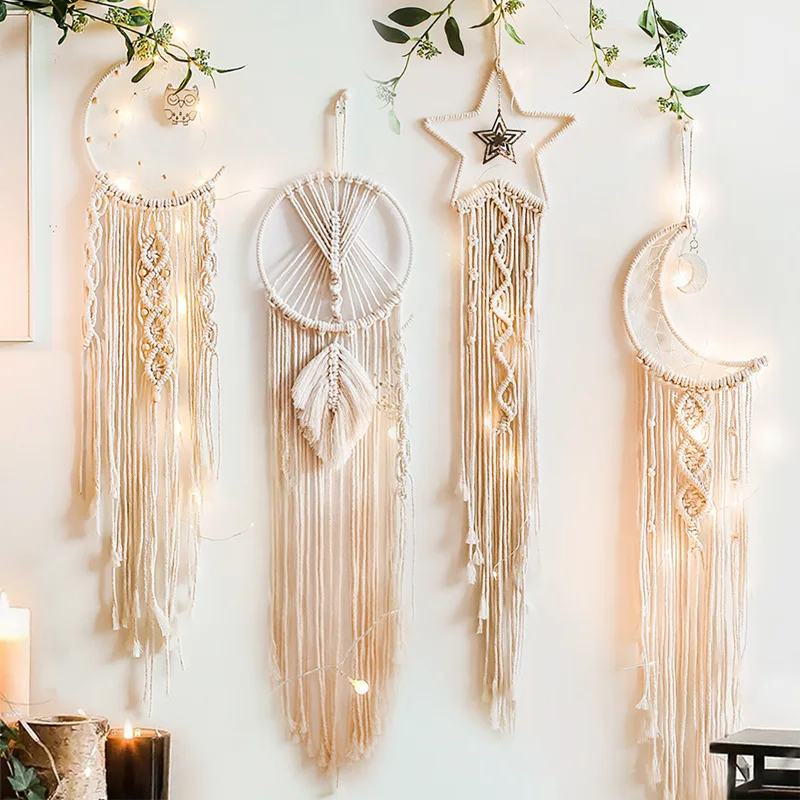 Nordic Star Moon Macrame Wall hangings Christmas Room Decoration Boho Room Decor Kid Room Nursery Gift Muslim Ramadan Decoration