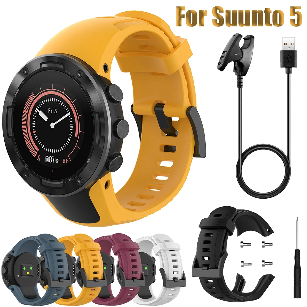 BEHUA Silicone Watchstrap For Suunto 5 SmartWatch Wristband Sport Replacement Bracelet For SUUNTO Watchband Accessories charger