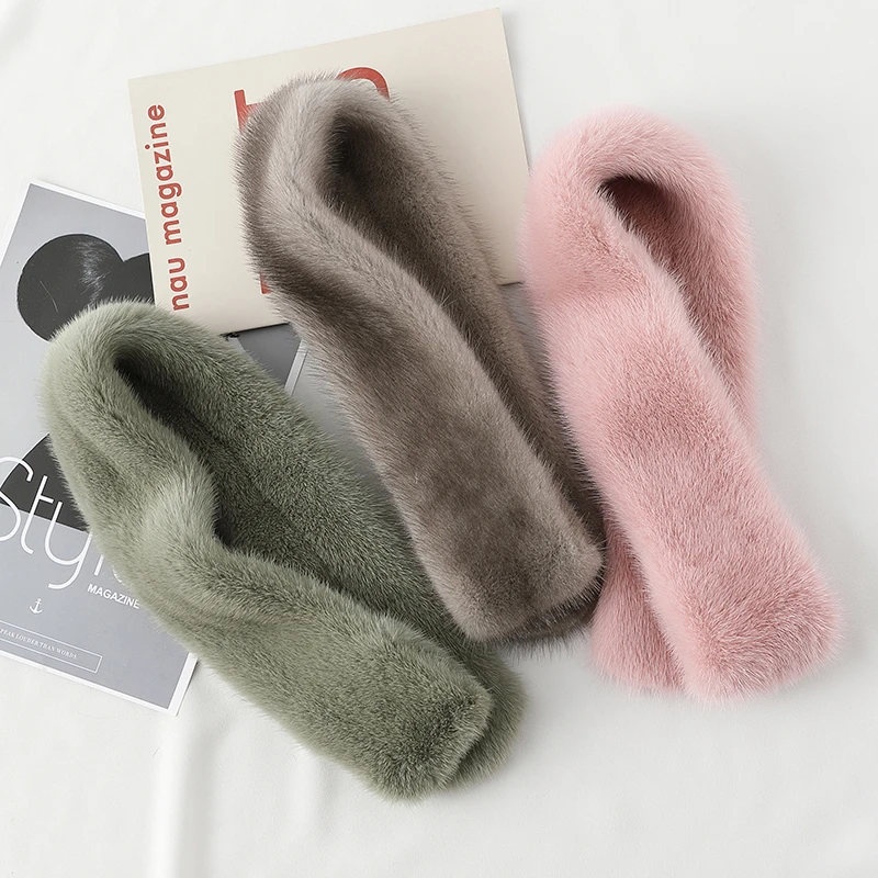 ZDFURS* Women Mink Fur Scarves Korean Style High Quality Genuine Fur Collars Mufflers Double Face Warm Wraps Neck Warmer New