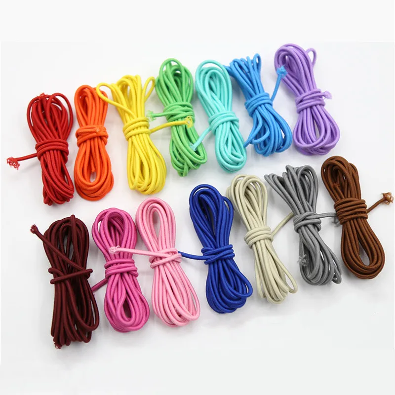 2mm Eco-Friendly Round Rubber Elastic Cord Stretch Elastic Bands Rope Jewelry Bracelets Making Garment Tag DIY Craft Accessories