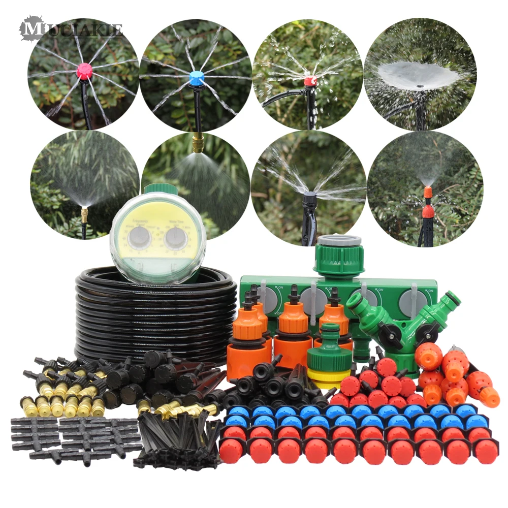 

MUCIAKIE 50M-5M Garden Automatic Watering System Timer Control Water Dripper Mist Nozzle Sprinklers on Stake Watering Kits Yard