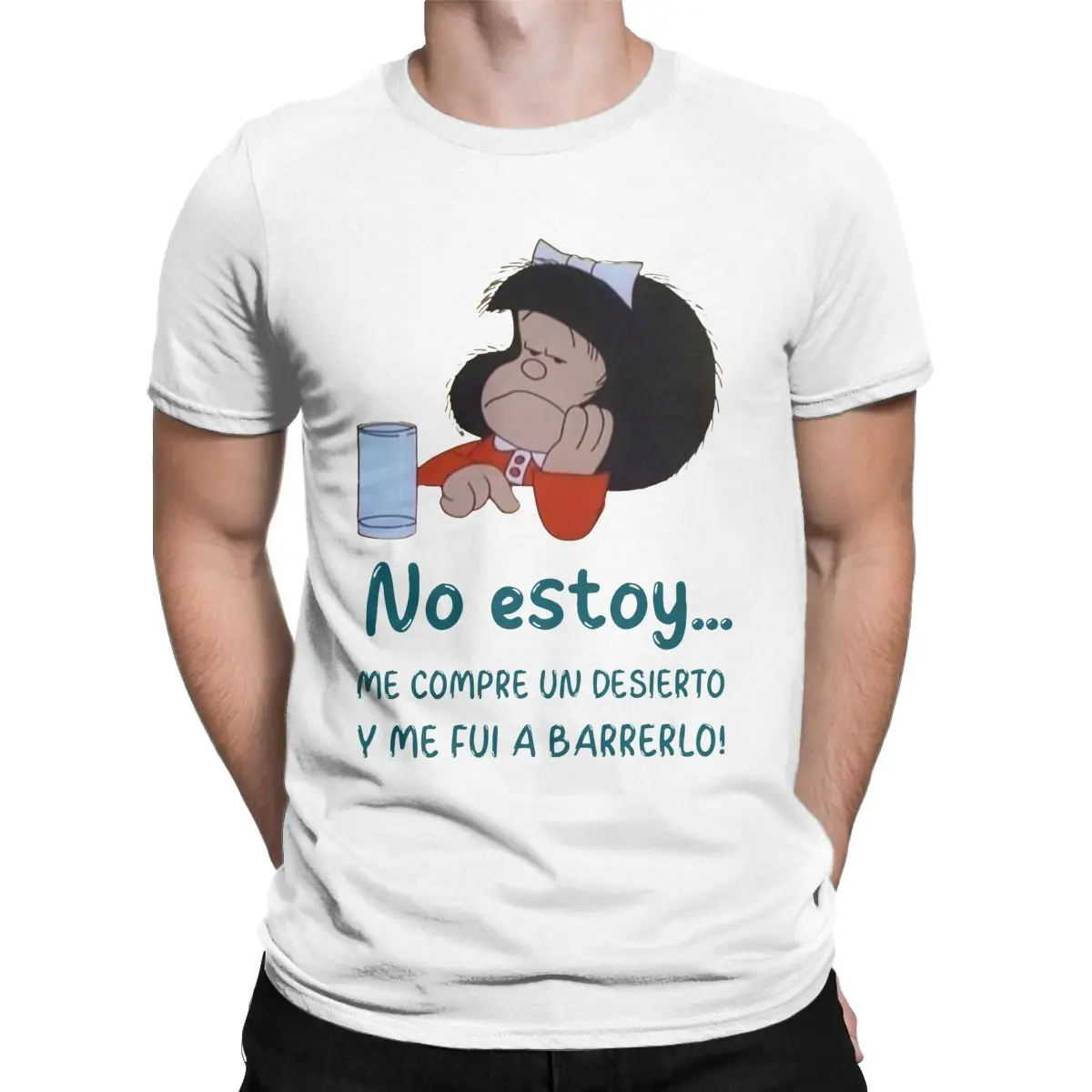 Mafalda Quino Comics T-Shirt for Men Feminist Girls Vintage 100% Cotton Tee Shirt Crewneck Short Sleeve T Shirt Clothing