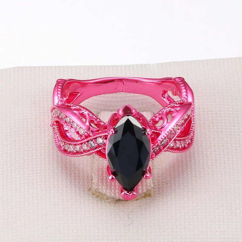 Punk Special Color Rings For Men & Women Pink and Blue Gold Color AAA+CZ Wild Style Fashion Jewelry For Party DD040