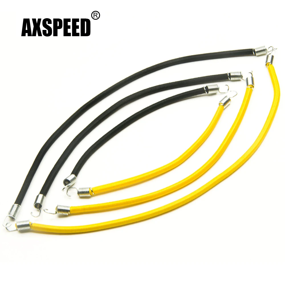 AXSPEED 1/10 RC Car Roof Luggage Rack Bungee Cord 10/15/20cm Elastic Rubber Rope Black & Yellow