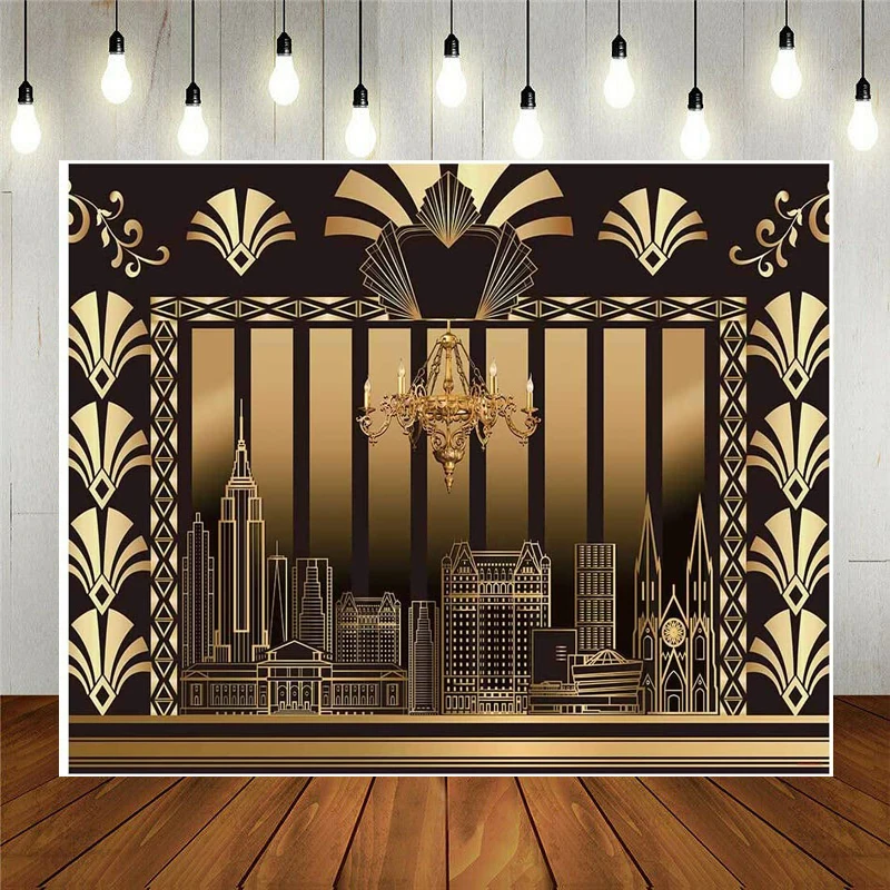 Photography Backdrop Roaring 20s The Great Gatsby Poster Vintage Dance Birthday Wedding Party Decoration Background Banne