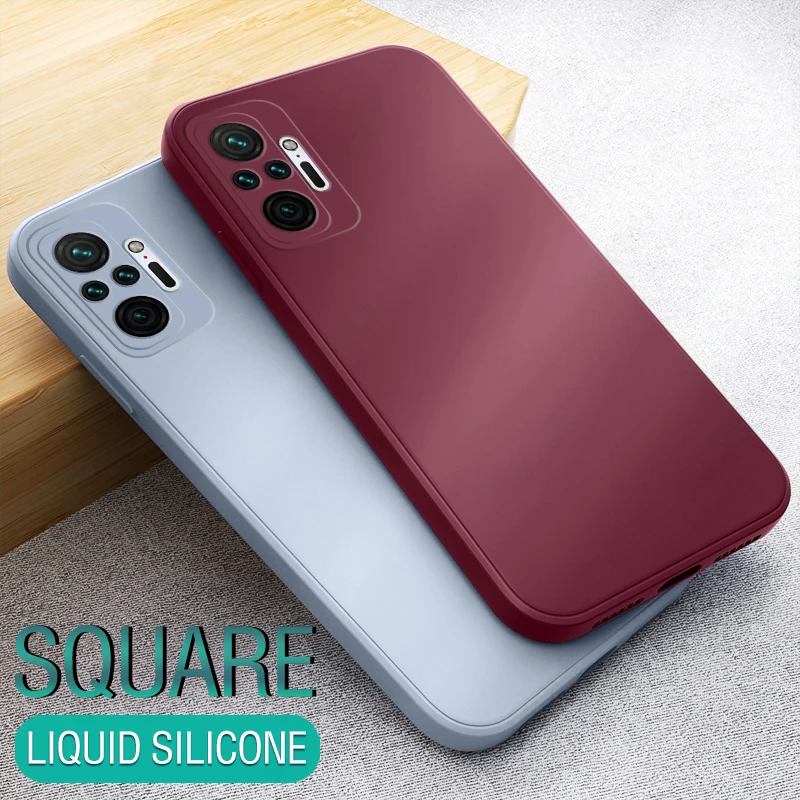 Original Square Liquid Silicone Case For Xiaomi Redmi Note 12 11 10 Pro 11S 9S Mi 11 Lite 10T 11T Pro Soft Protective Back Cover