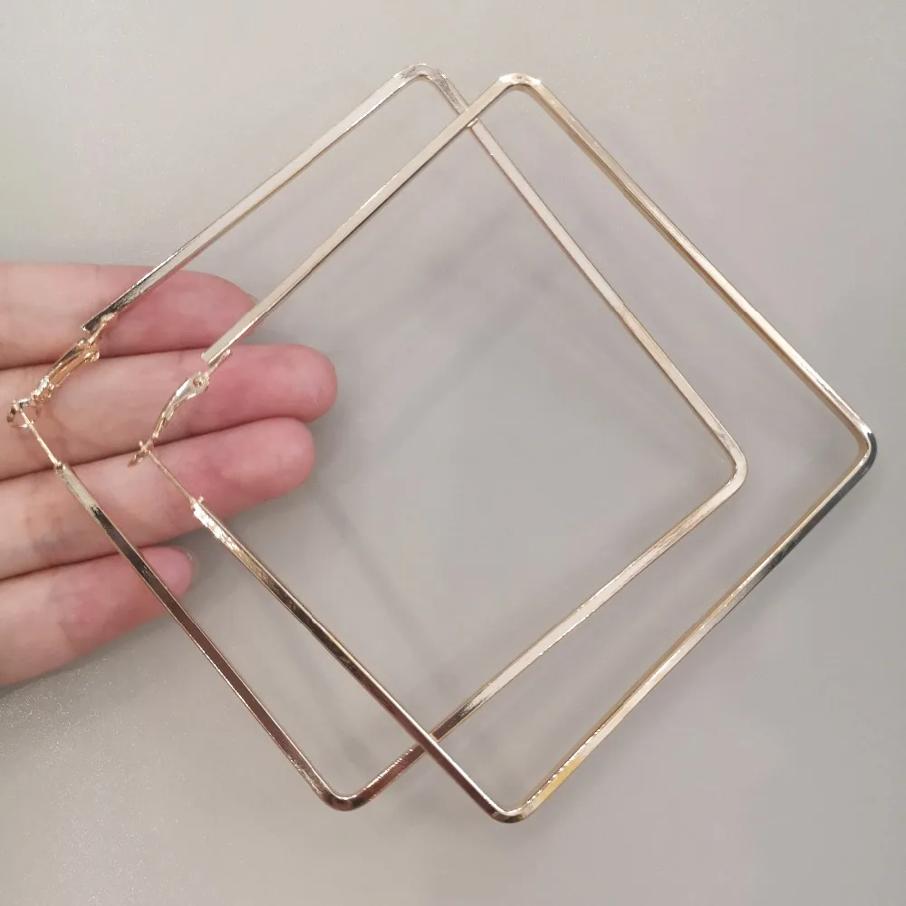 BLIJERY Trendy Oversize Geometrische Große Creolen Für Frauen Basketball Brincos Übertrieben Große Quadratische Ohrringe Punk Schmuck – Detail 13