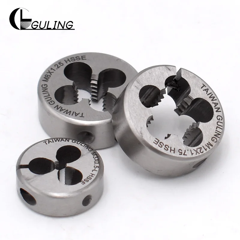 GULING Round Metric Thread Die tap size M1 M2 M2.5 M3 M4 M5 M6-M22 HSSE Round Threading Dies Tool For Machining External Threads