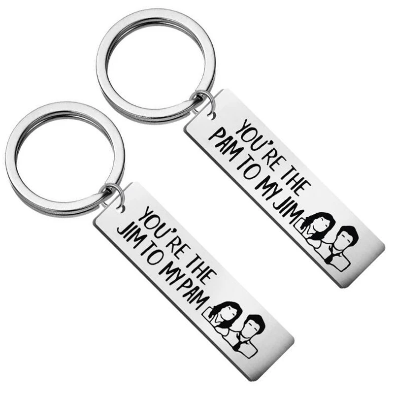 2Pcs The Office Keychain Pam and Jim Keychain You are The Pam to My Jim TV Show Inspired Boyfriend Girlfriend Couples Gifts