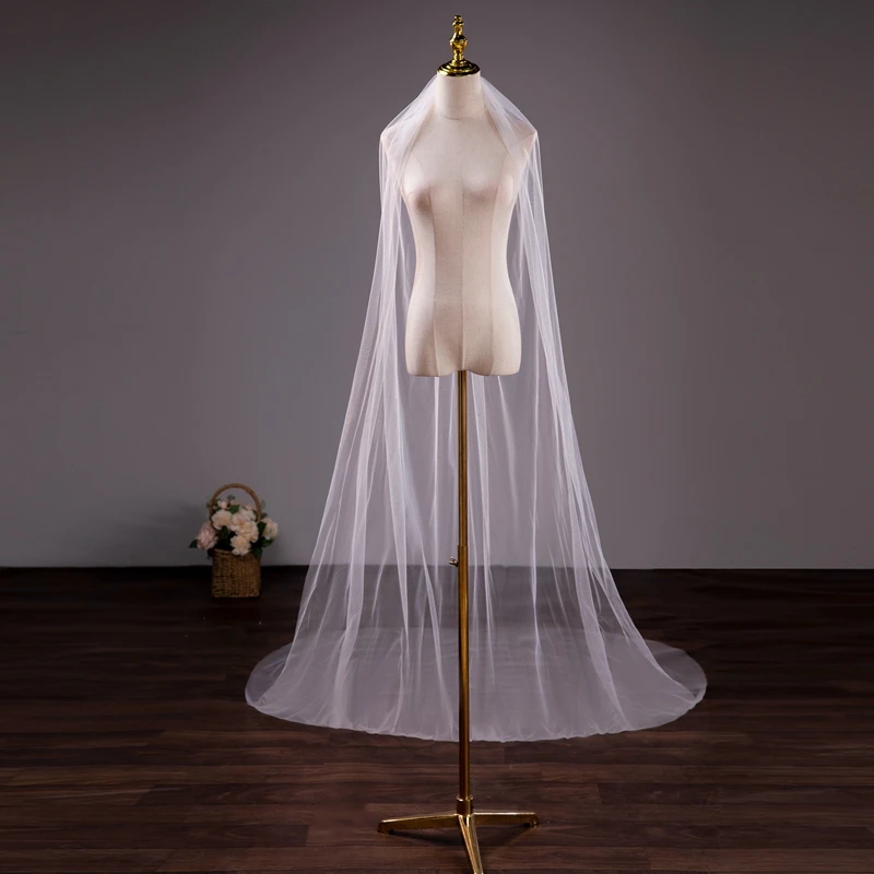 Tulle morbido all'ingrosso 3 metri 5 metri bianco avorio Voile Mariee velo da sposa lungo con pettine in metallo copricapo da sposa Vestido De Noiva