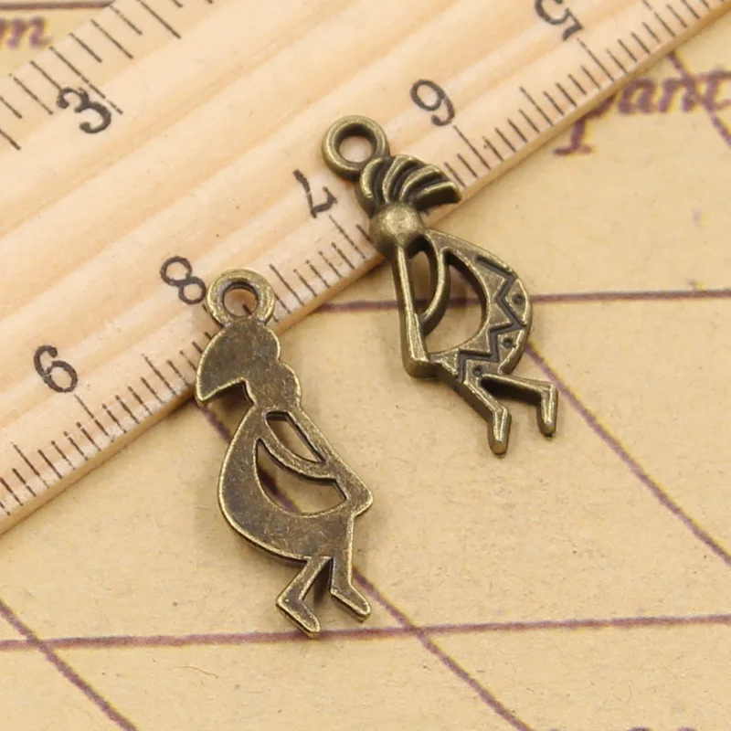 30pcs Charms Native Kokopelli 24x9mm Antique Bronze Silver Color Pendants Making DIY Handmade Tibetan Finding Jewelry Bracelet