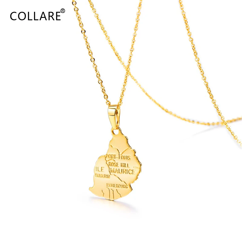 ChainsPro Mauritius Jewelry Map Men Ile Maurice Pendants Gold Color The Republic of Mauritius Maps Necklaces Women Jewelry P643