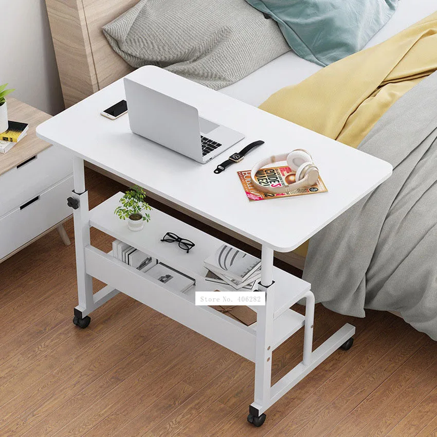 New Bedside Lifting Computer Laptop Table Movable Height Adjustable Wood+Steel Frame Modern Simple Laptop Table Stand Desk