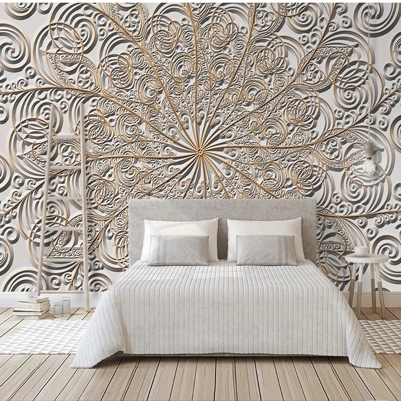 

Modern Simple Golden Pattern Art 3D Mural Wallpaper Living Room Bedroom Creative Background Wall Decor Fresco Papel De Parede