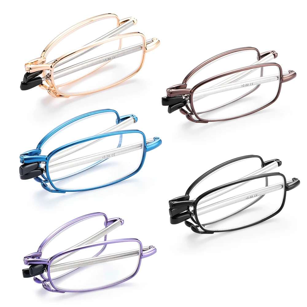 Mini lunettes de lecture pliantes pour hommes et femmes, monture en métal noir, boîte d'origine, portable, mode, design