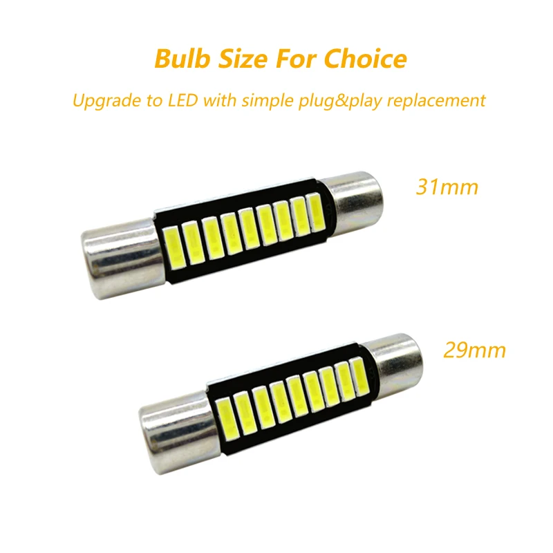 4x車のインテリア照明 9-SMD 28 ミリメートル 29 ミリメートル 31 ミリメートル 6614 のために車のled交換電球太陽バイザーランプ白