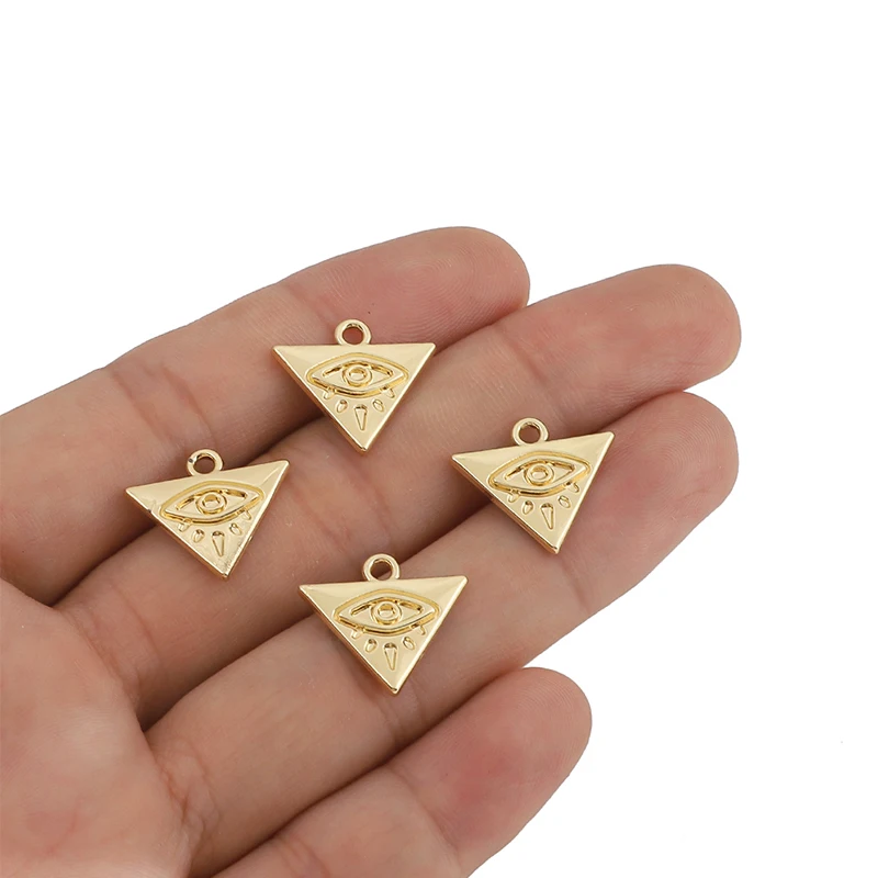 

10Pcs 15*16mm Golden Triangle Charms For DIY Bracelet Earring Necklace Pendants Alloy Jewelry Making Finding