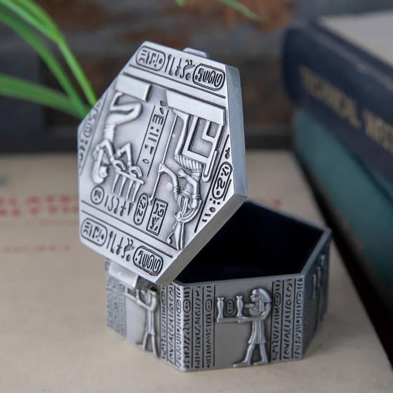 Creative zinc alloy Material jewelry box Egyptian style Vintage jewelry box exquisite Grade Flannel Design Creative Gifts