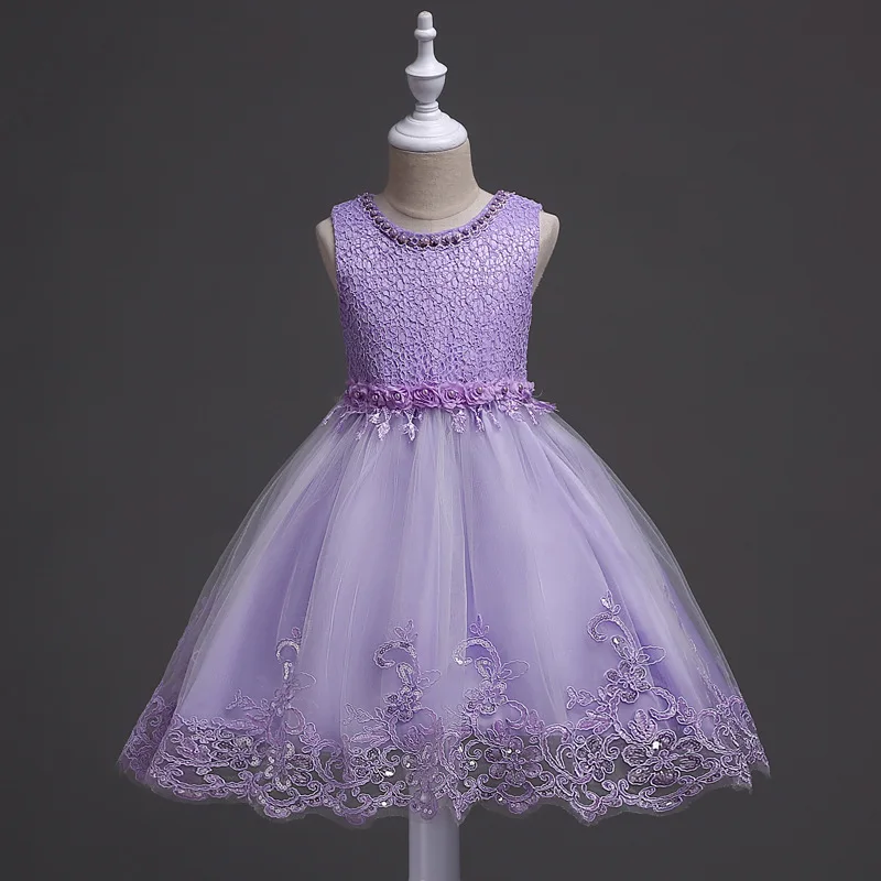 Flower Girls sukienek na nowy rok dziewczynek bez rękawów perła ślub księżniczki sukienka dzieci ubrania Vestidos 2-10Y