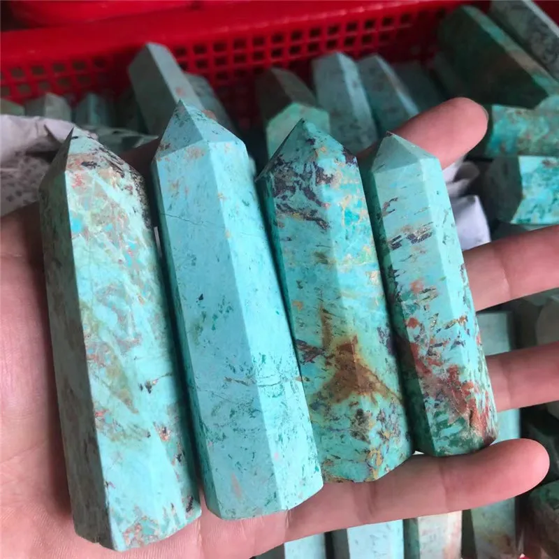New Arrivals Spiritual Healing Crystals Tower Natural Green Blue Turquoise Point Crystal Wand For Sale