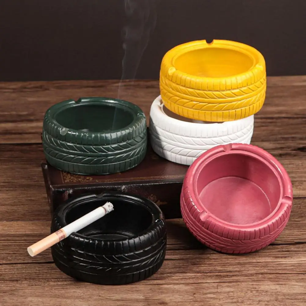 Retro Distressed Tire Resin Ashtray Ash Storage Case Desktop Decor Home Living Room Bar Desktop Decoration