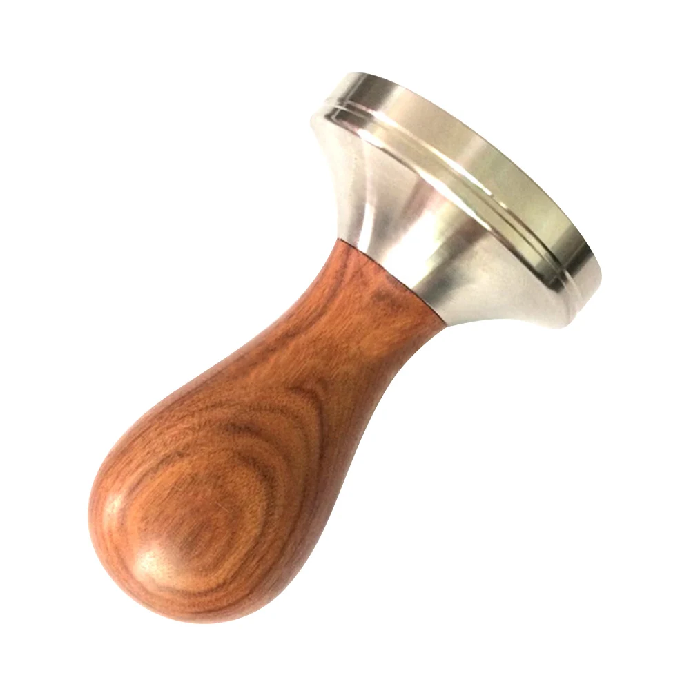 Kayu Espresso Cokelat Kehitaman Tamper 51 Mm/58 Mm Stainless Steel Datar Dasar JAN88