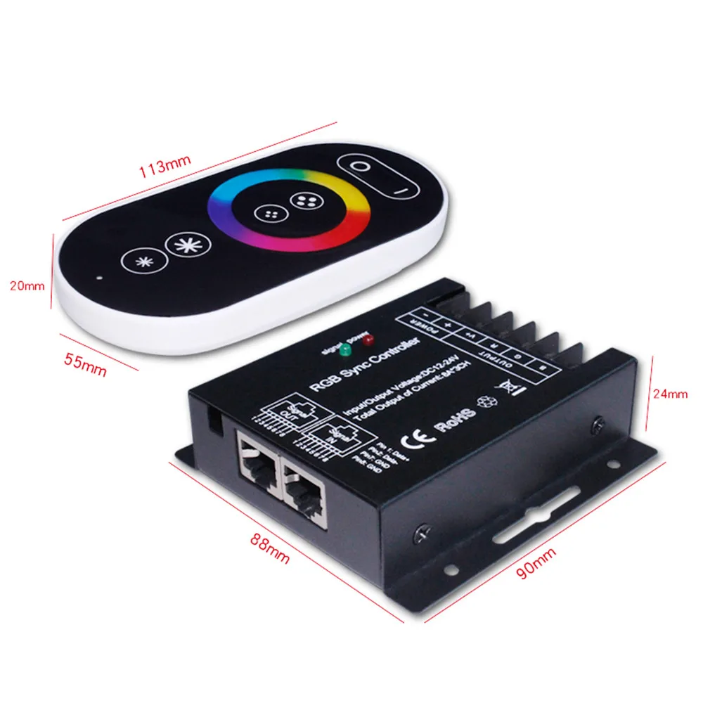 Touch Panel RGB RGBW LED Sync Controller Dimmer DC 12V 24V 16 modalità Wireless RF Remote Switch Controller per luci di striscia a LED