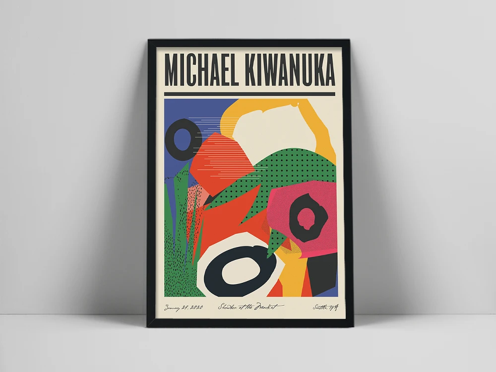 Musician Michael Kiwanuka Gig Poster Colorful Wall Print Canvas Painting Pop Music Album Poster Wall Art Living Room Home Decor