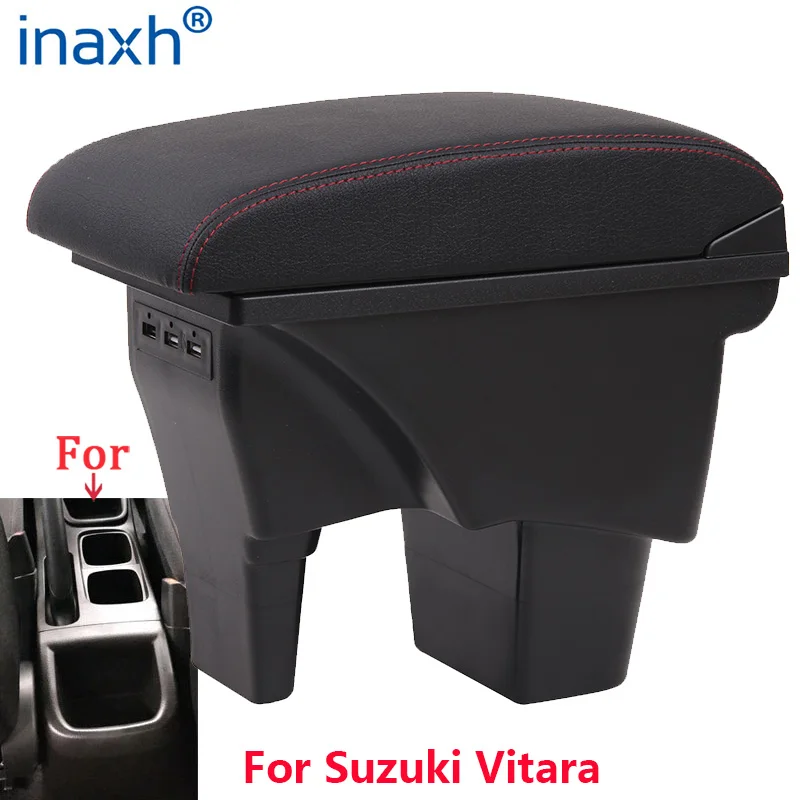 For Suzuki Vitara Armrest box central storage box car accessories Car Armrests USB LED light Easy to install