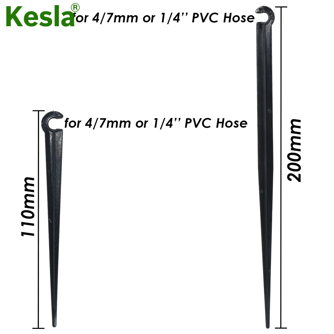 KESLA-soporte fijo de estaca para manguera de riego, accesorio de PVC para maceta de jardín y hogar, 11cm, 20cm, 1/4 pulgadas, 4/7mm, 50 unidades