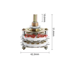 3Pcs Ceramic Rotary Switch Band Channel Selector 2 Deck with Knob Cap 4P3T/4P4T/4P5T/2P6T/2P7T/2P8T/2P9T/2P10T/2P11T/6P3T