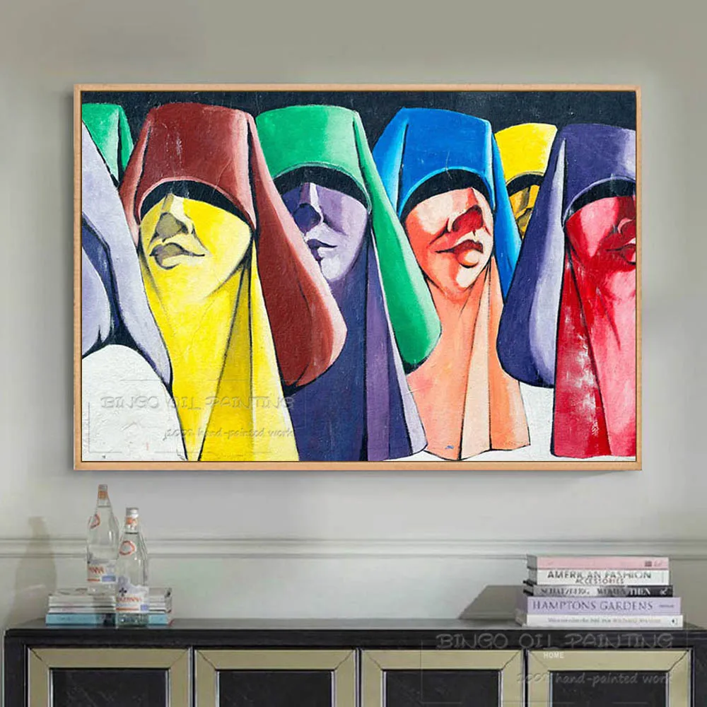 Hand-painted Modern Graffiti Figures Pop Art Wall Picture Handmade Beautiful Wall Art Graffiti Figures Oil Painting for Wall Art