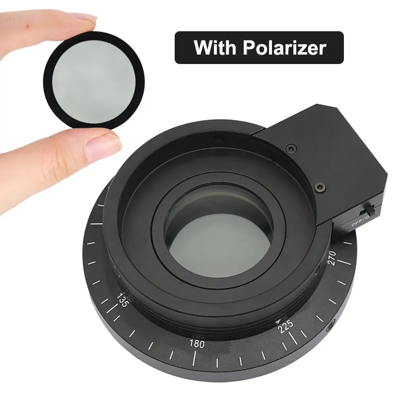 Microscope LED Ring Light Microscope Illuminators Diameter 62mm with Polarizer for Industrial Microscope Camera Light Source