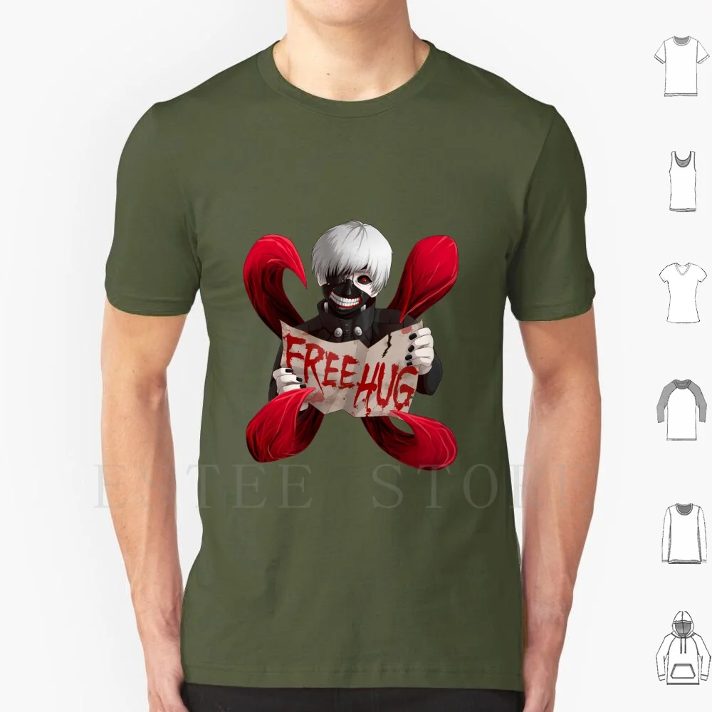 Kaneki Free Hug T Shirt Men Cotton 6xl Kaneki Free Hug Hug Free Anime Manga Tokio Ghoul Ghoul Scari Blood Fun Funny Reno