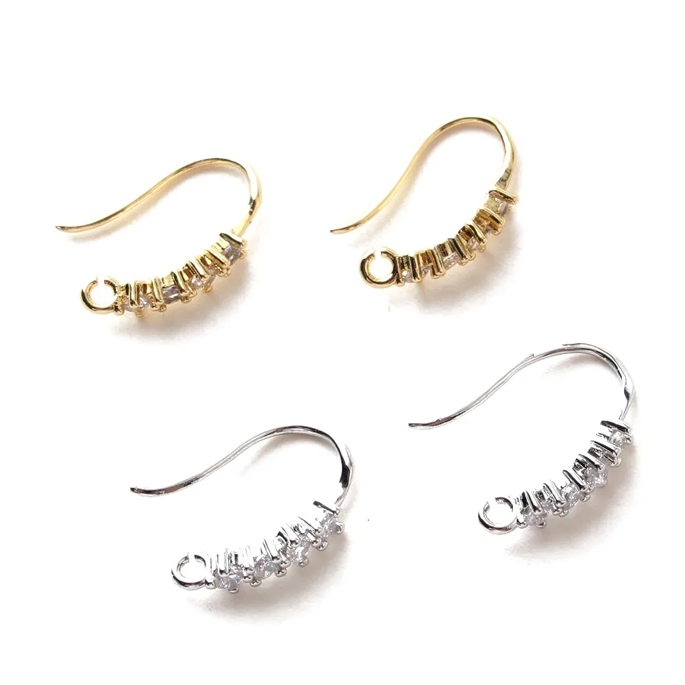 4PCS 18K Gold Plated Ear Hook Diy Earrings Charms Jewelry Findings Components Zircon Making Tools Material Accessories