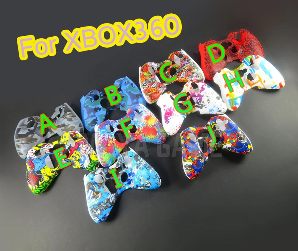 10PC For XBOX360 Controller Handle Protective Cover Silicone Protective case Water Transfer Printing Protective Skin Cover Cover