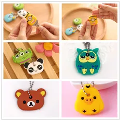 1PCS Silicone Motorcycle Key Case Cover Animal Cartoon Key Cover Cap PVC Soft Key Holder Key Chain For Girl Women Trinket Gift