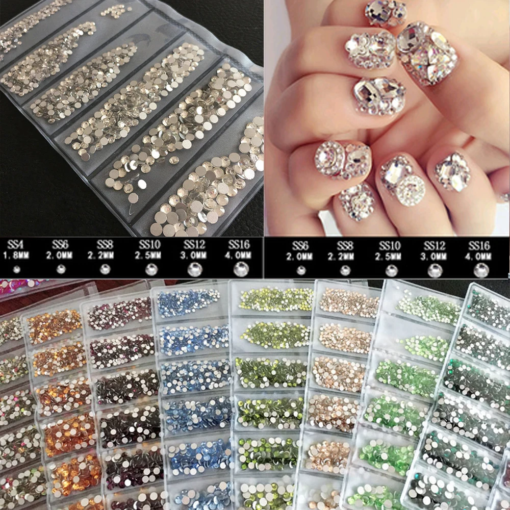 Multi size Glass Rhinestones for Nail SS4-SS16 Strass Nail Art Decorations Rhinestones Nail Stones For Nails Accessories