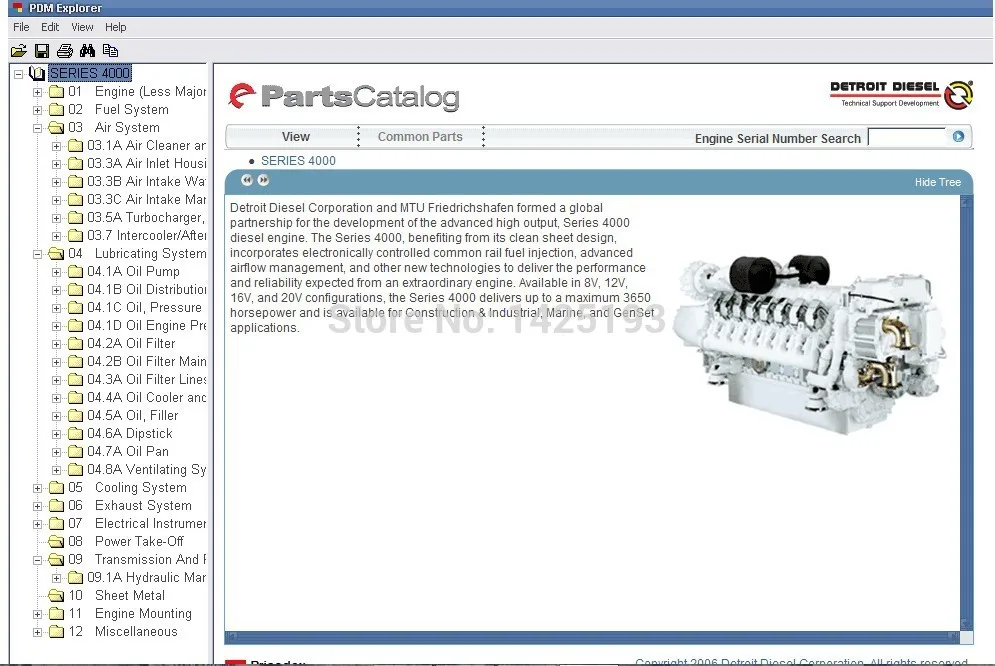 Detroit Diesel Parts Catalog for Series 8.2L,50, 55,60, 2000,4000