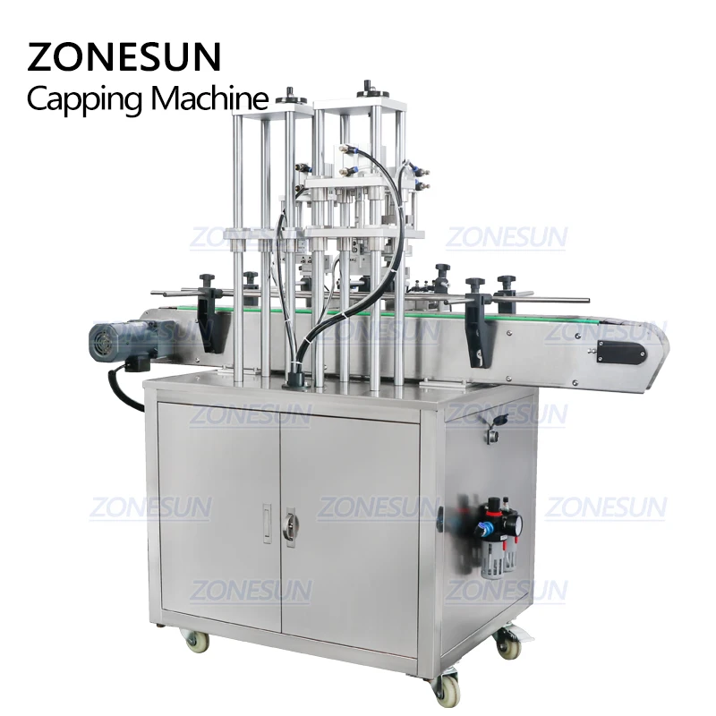 ZONESUN ZS-YG09อัตโนมัติน้ำหอม Sprayer หมวกมีโครงการติดปลอกขวด Crimping เครื่อง Capping