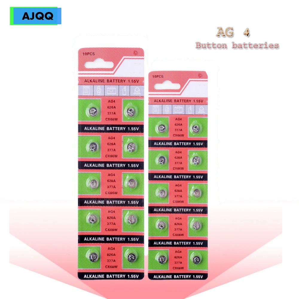 

Wholesale AJQQ 200PCS 1.5V AG4 377A 377 LR66 lr626 Sr626SW Sr66 Button Battery Ues For Watch Toy Remote Control