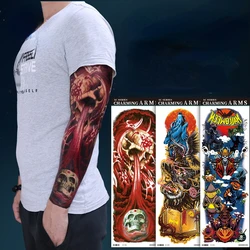 Halloween Tattoo Sticker Full Sleeve Arm Impermeável Tattos Temporários Pumpkin Ghost Skull Darkness Makeup Body Water Transfer