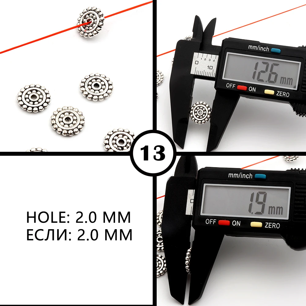 50 Stück, 32 verschiedene Arten, gemischte Metall-Abstandshalter-Perlen mit unterschiedlichen Lochgrößen für die Herstellung von Schmuck, Armbändern, Halsketten und Ohrringen – Großhandel. – Detail 26